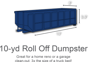 10 yard roll off dumpster rental