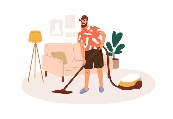 Man cleaning a home