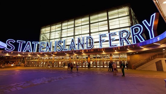 View of the Staten Island Ferry Terminal building Manhattan New York
