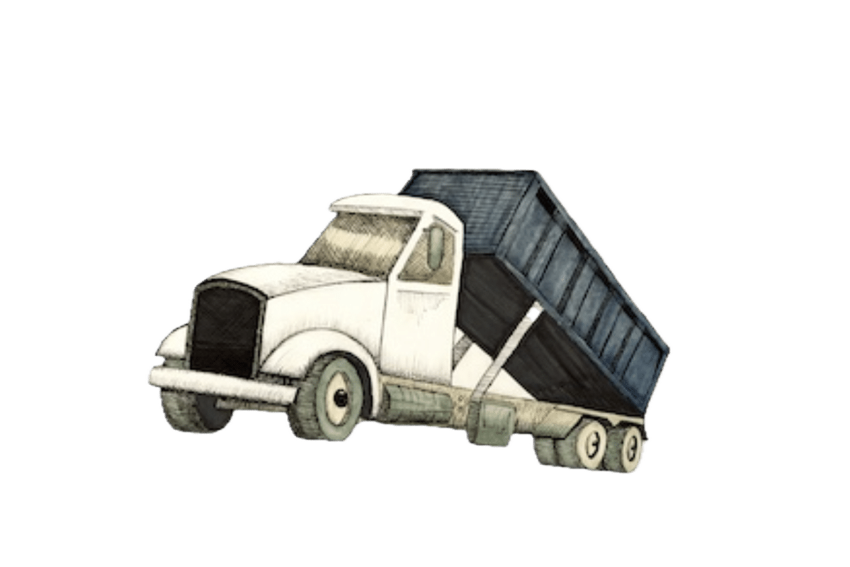 Drawing of a roll off dumpster being delivered