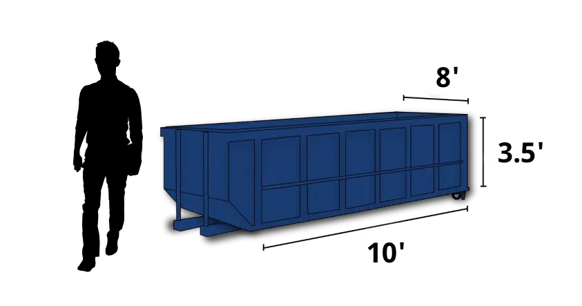 10 Yard Roll Off Dumpster to Scale