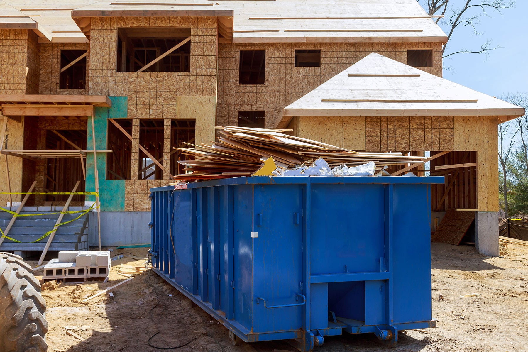 roll off dumpster on construction site