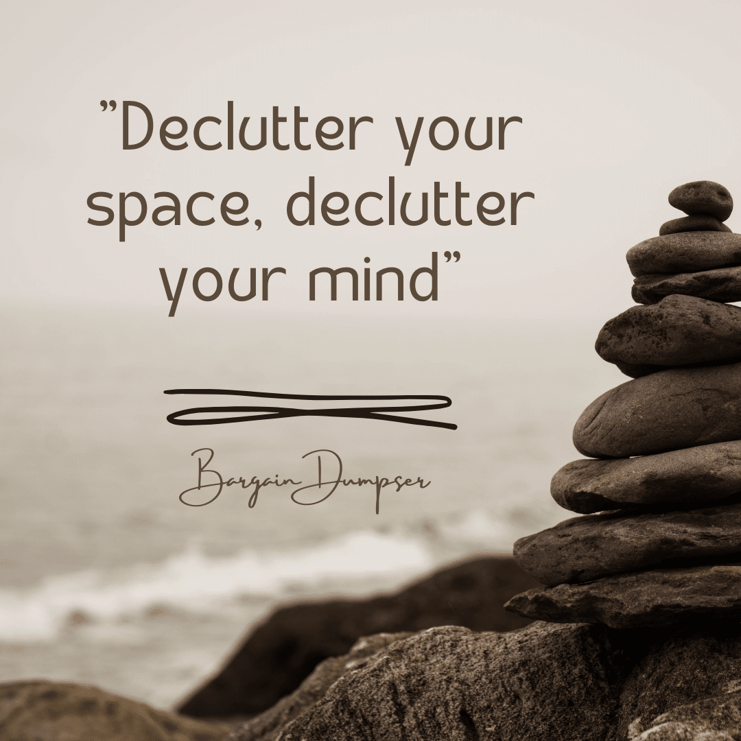 a tranquil costal image with a quote declutter your space declutter your mind