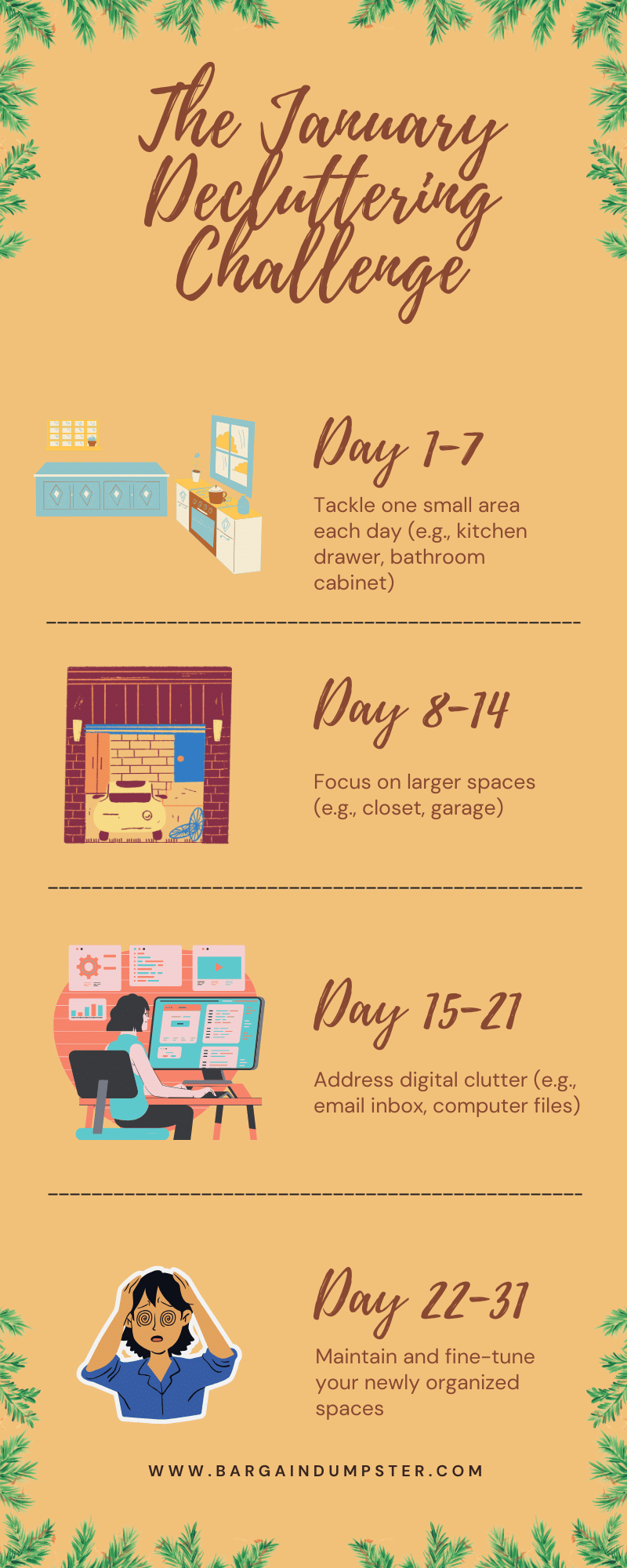 Infographic for a January decluttering challenge