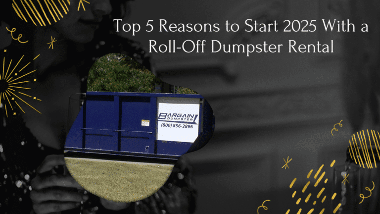 a new year image with a roll-off dumpster