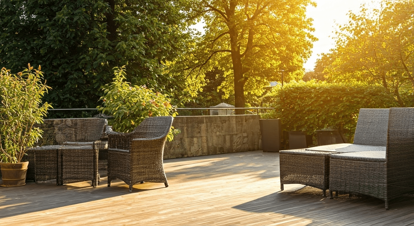 Clean patio with outdoor furniture