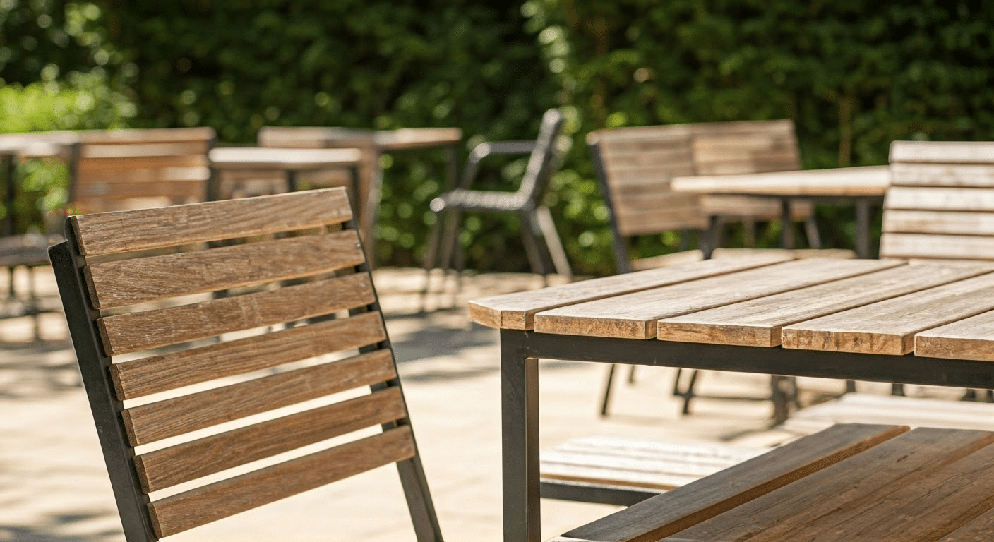 Clean outdoor furniture in garden