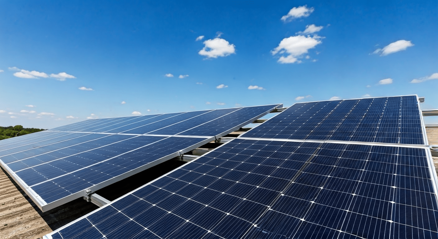 Solar panels on a rooftop