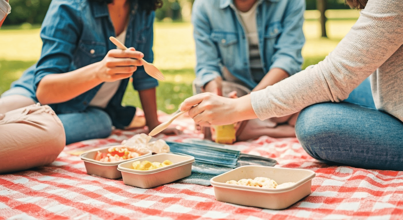 Summer picnic with waste reduction practices