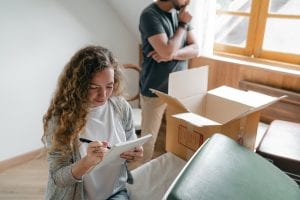 a couple in a moving room