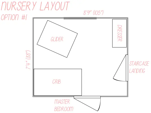 hand drawing of a nursery layout