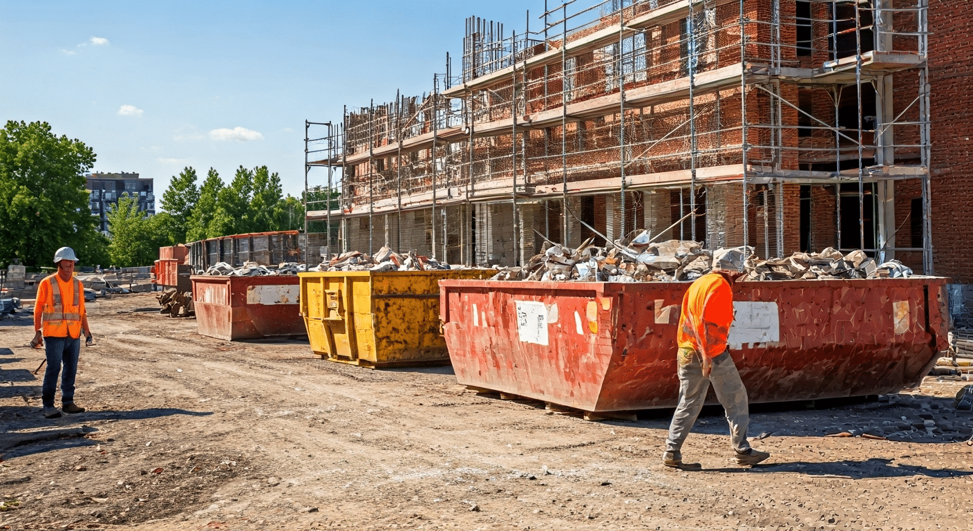 Construction site with dumpsters