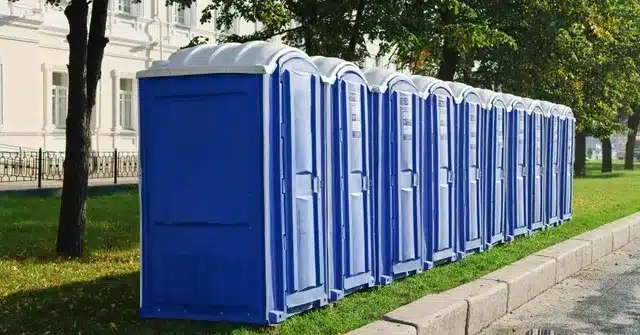 Row of Portable Restrooms