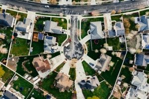 an aerial view of a neighborhood