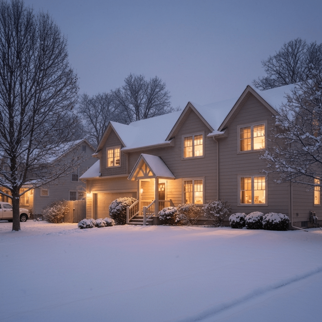 snow-covered cozy home