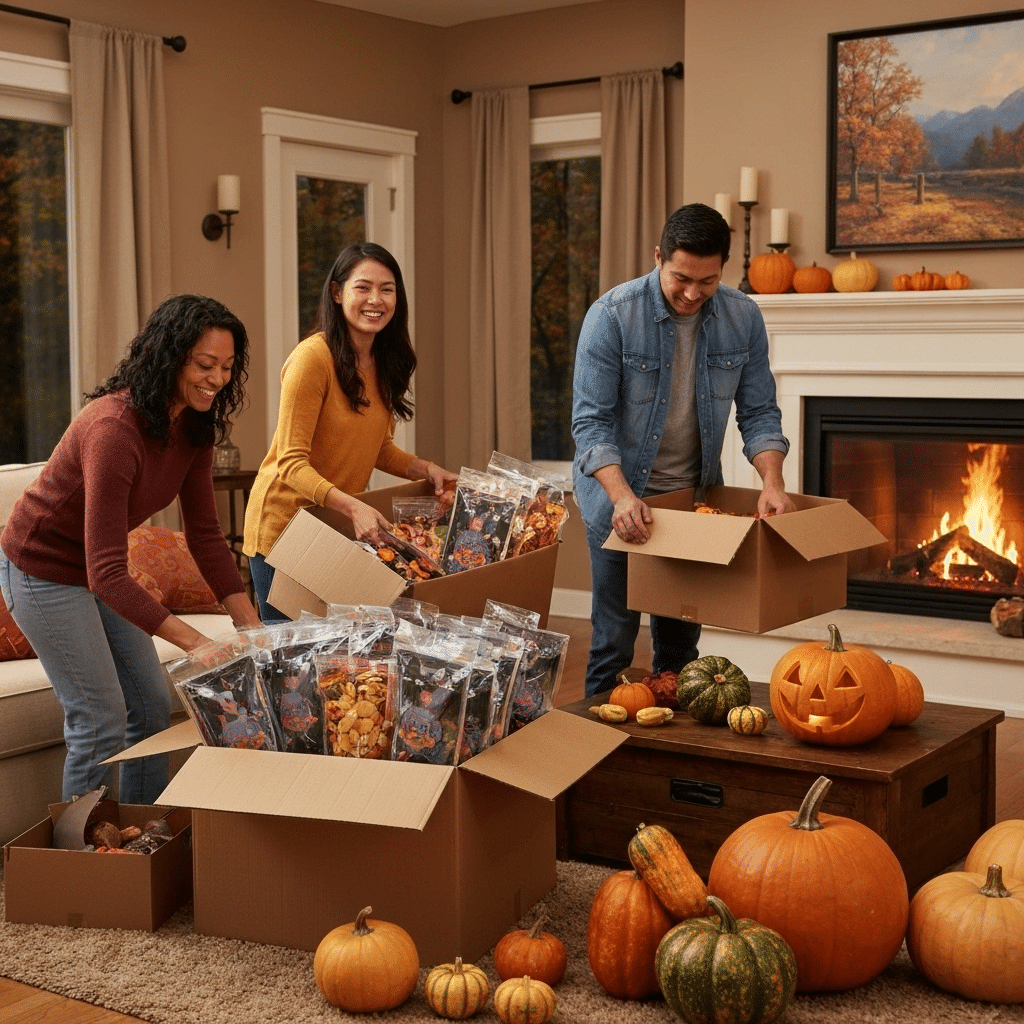 Sorting Halloween decorations at home
