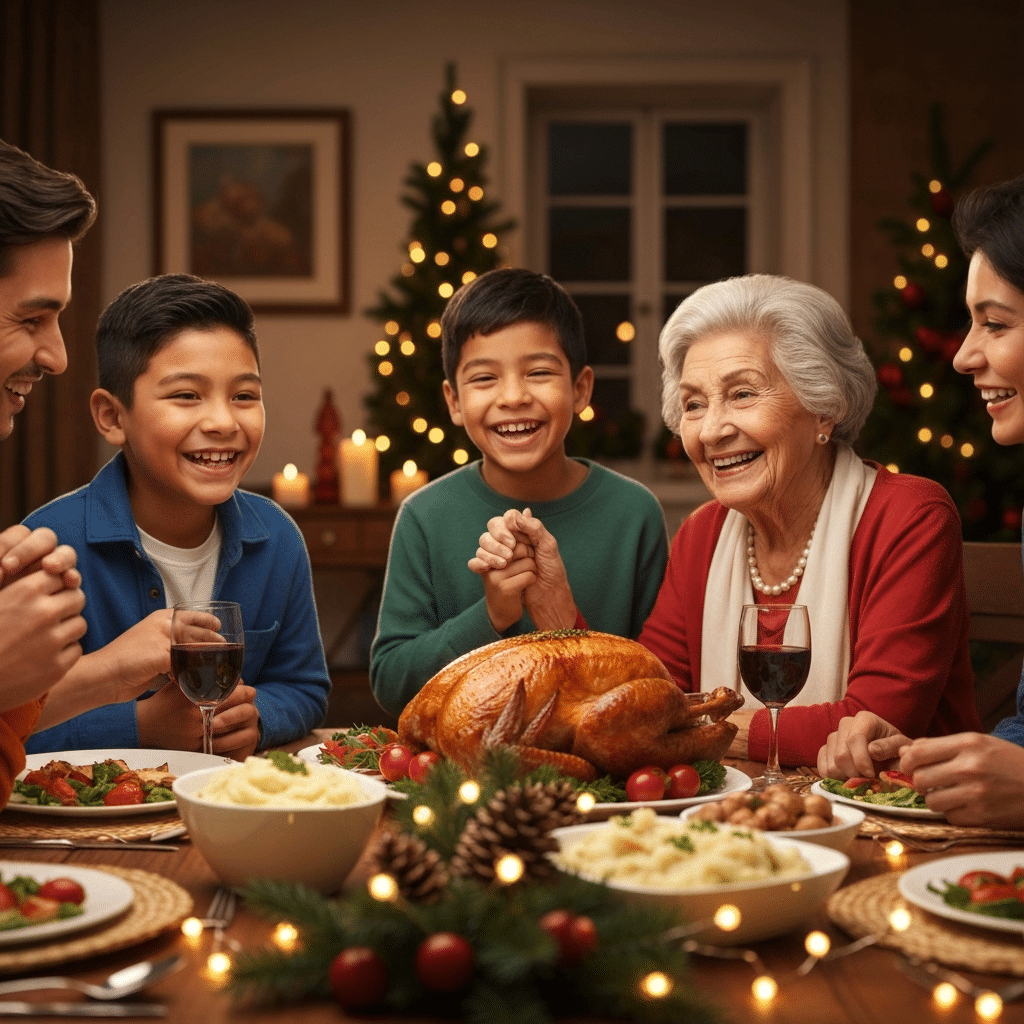 Group enjoying budget holiday celebration