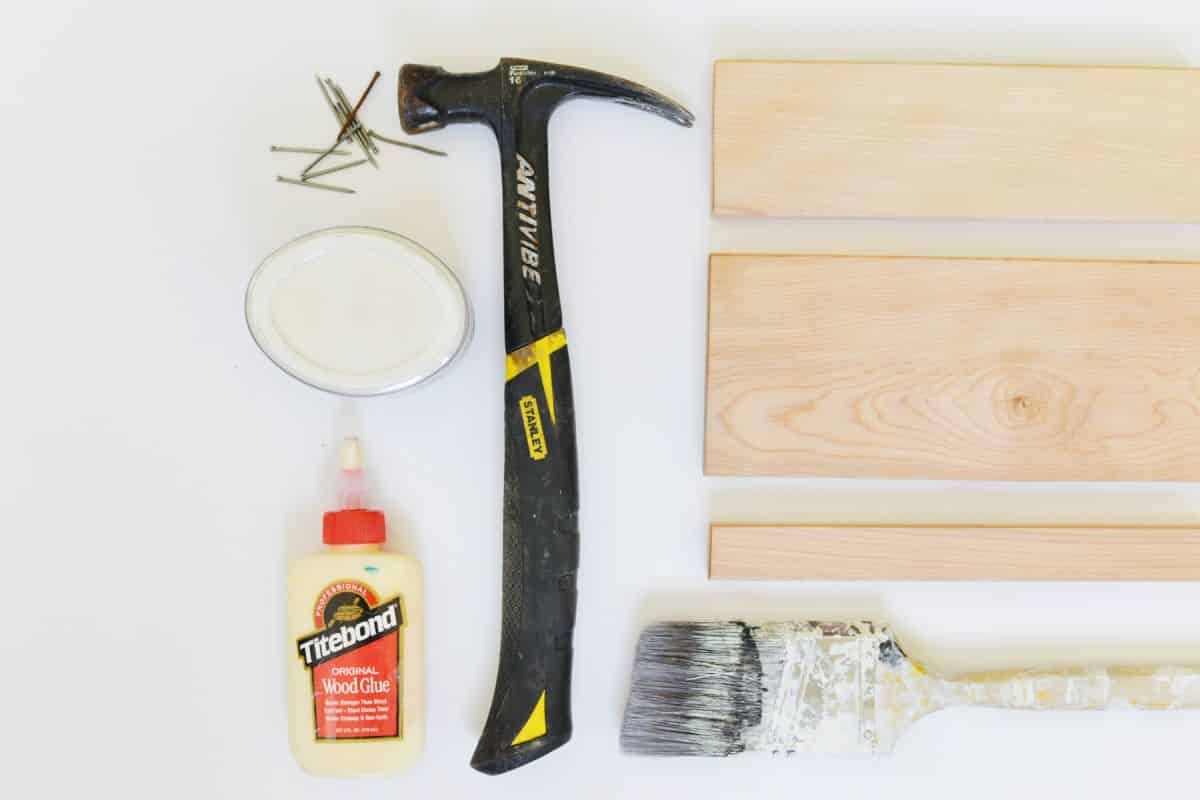 Picture of the Materials needed for a DYI floating bookshelf project