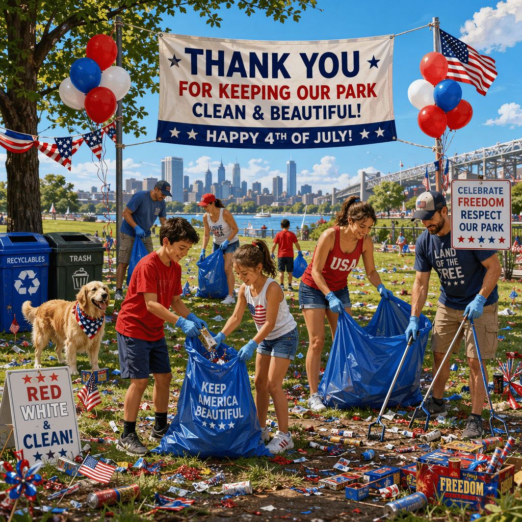 July 4th group cleanup in park