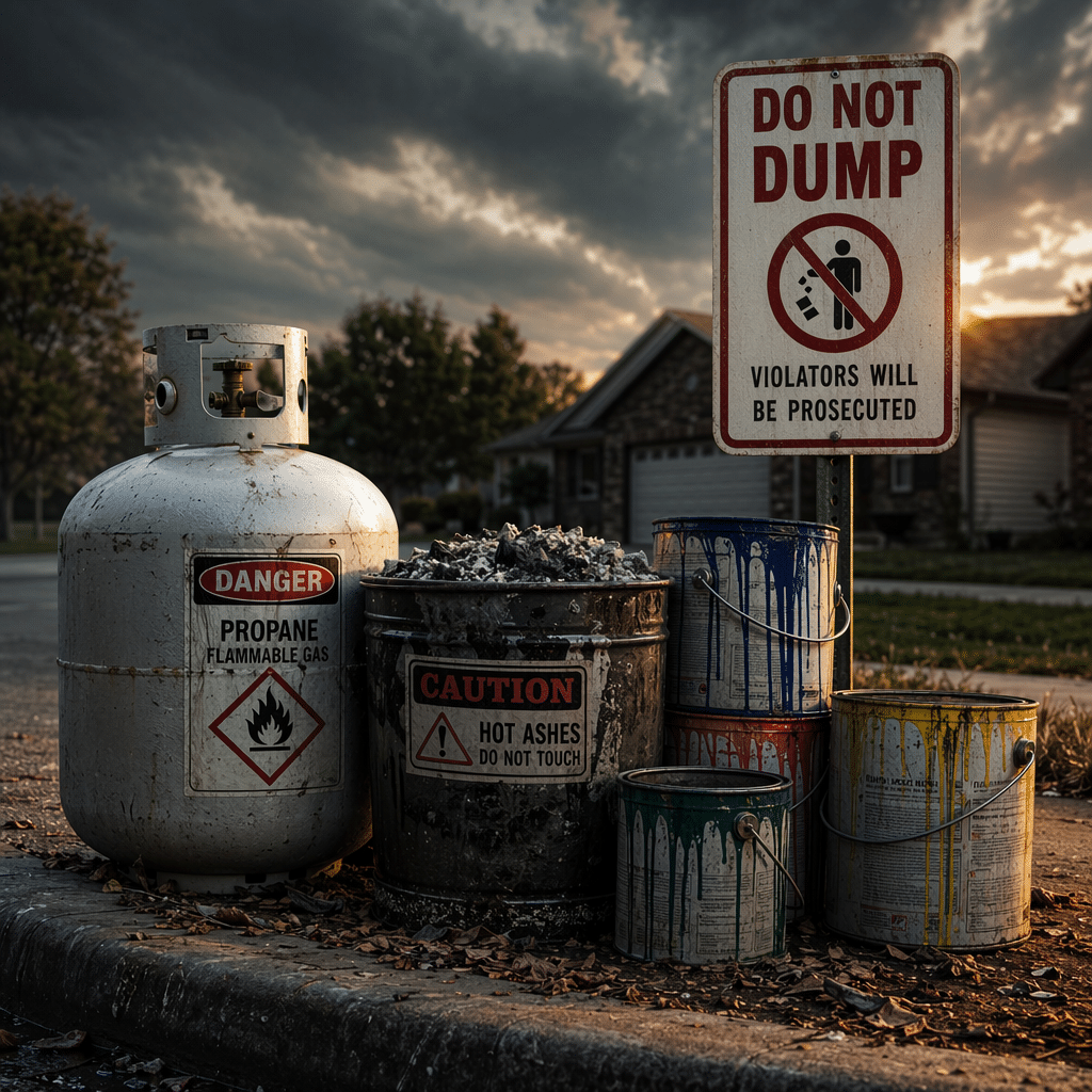 Hazardous items marked no dumping