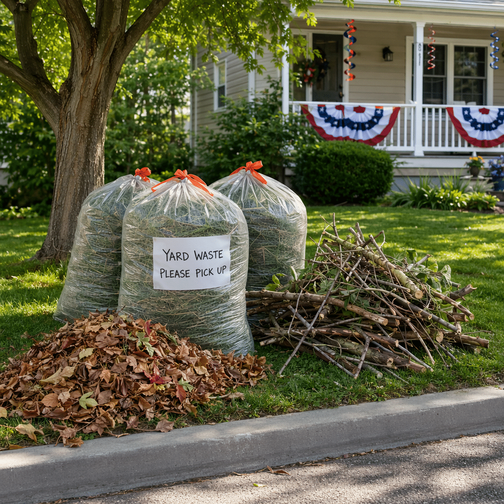 Yard debris bags after holiday